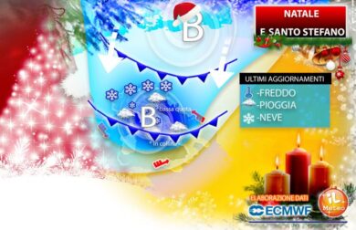 Meteo Natale irruzione artica. Neve a bassa quota e tempeste di pioggia