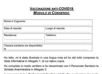 modulo vaccino modulo vaccino