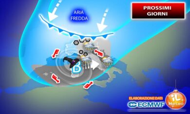 Meteo, nuovo vortice di aria fredda. Neve abbondante anche a bassa quota