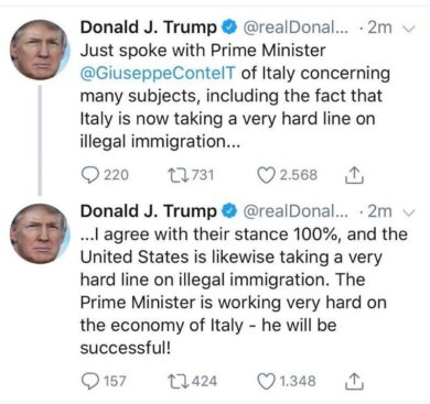 I renziani: “Ora Conte molli i Servizi. Faccia chiarezza su legame con Trump”