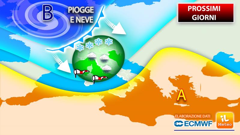 Previsioni meteo: da mercoledì cielo coperto, temporali e neve abbondante Previsioni meteo: da mercoledì cielo coperto, temporali e neve abbondante