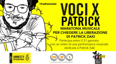 Voci X Patrick Zaki: l’8 febbraio maratona musicale di Amnesty International