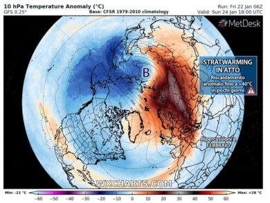 Meteo febbraio da incubo con lo stratwarming. Entrerà nella storia…