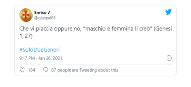 Twitter: guerra tra gli utenti per l’hashtag #SoloDueGeneri
