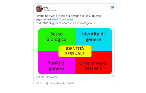 Twitter: guerra tra gli utenti per l’hashtag #SoloDueGeneri Twitter: guerra tra gli utenti per l’hashtag #SoloDueGeneri