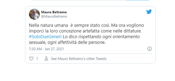 Twitter: guerra tra gli utenti per l’hashtag #SoloDueGeneri Twitter: guerra tra gli utenti per l’hashtag #SoloDueGeneri