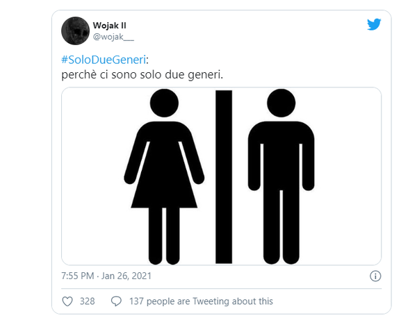 Twitter: guerra tra gli utenti per l’hashtag #SoloDueGeneri Twitter: guerra tra gli utenti per l’hashtag #SoloDueGeneri