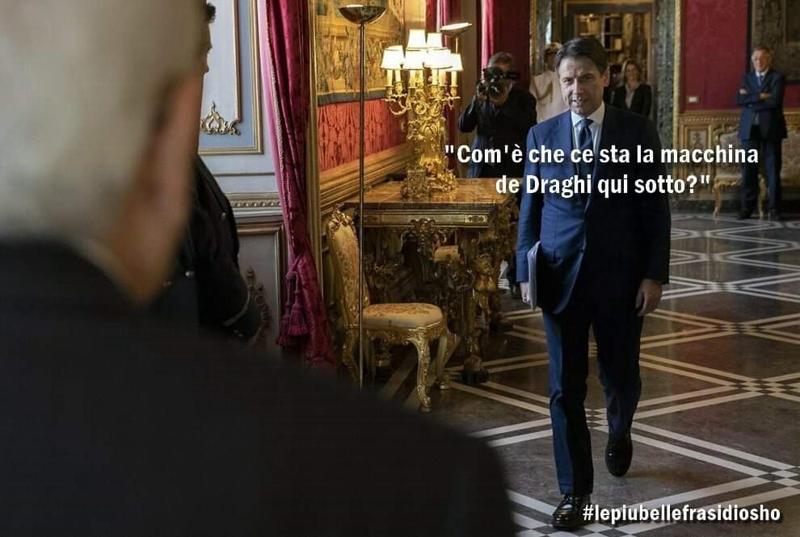 Crisi di governo vissuta con ironia. Conte scopre l’auto di Draghi… FOTO Crisi di governo vissuta con ironia. Conte scopre l’auto di Draghi… FOTO