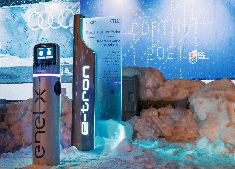 Enel x, con Audi porta la mobilità elettrica a Cortina 2021 Enel x, con Audi porta la mobilità elettrica a Cortina 2021