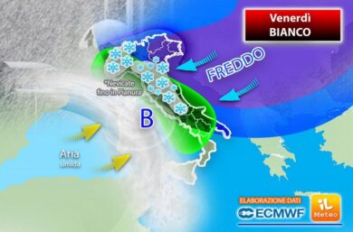 Meteo, neve prima (in pianura) e grande gelo poi sull’Italia. Le previsioni