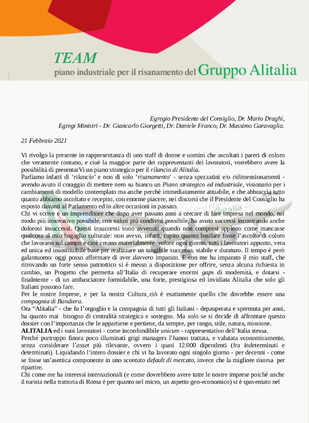 “Alitalia rottama 6mila lavoratori?Io la rilancio con tutti i 12 mila addetti” “Alitalia rottama 6mila lavoratori?Io la rilancio con tutti i 12 mila addetti”