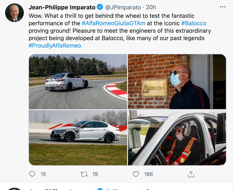 L’AD di Alfa Romeo Imparato testa la nuova Giulia GTAm L’AD di Alfa Romeo Imparato testa la nuova Giulia GTAm