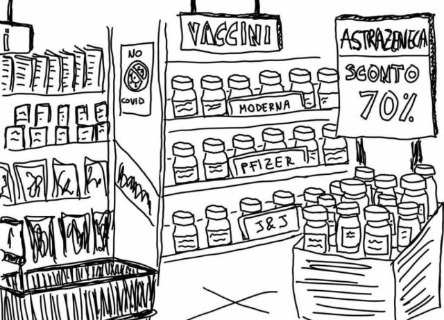 Covid vissuto con ironia: vaccino AstraZeneca? Ora ci si prova coi saldi…