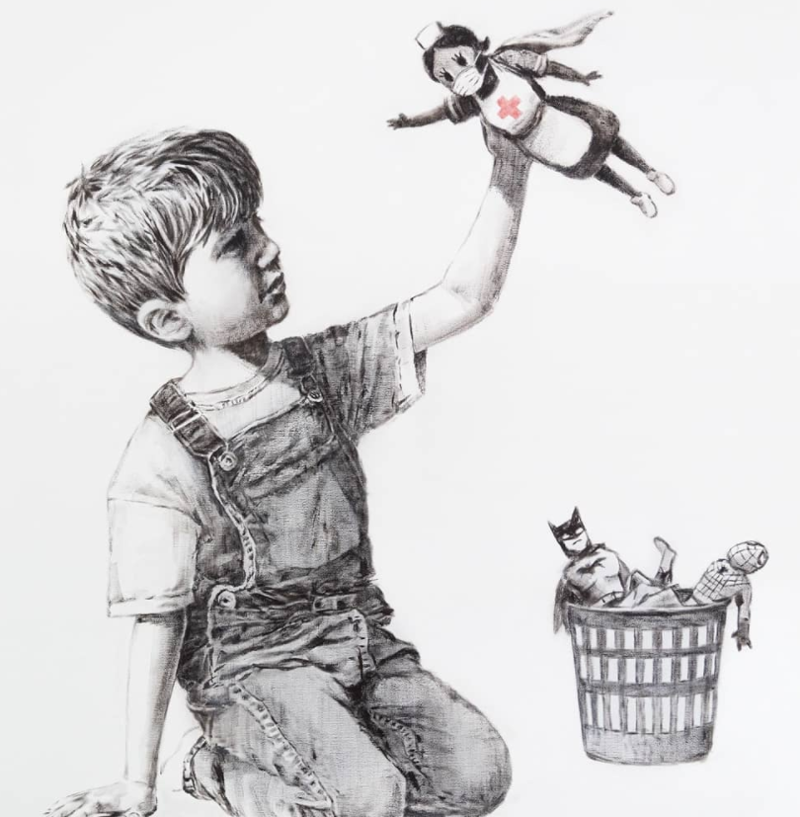 Banksy, dipinto venduto a prezzo d’oro in aiuto alla sanità del Regno Unito Banksy, dipinto venduto a prezzo d’oro in aiuto alla sanità del Regno Unito