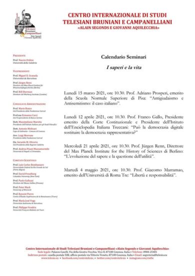 Ciclo di incontri culturali: “I saperi e la vita”, Università della Calabria