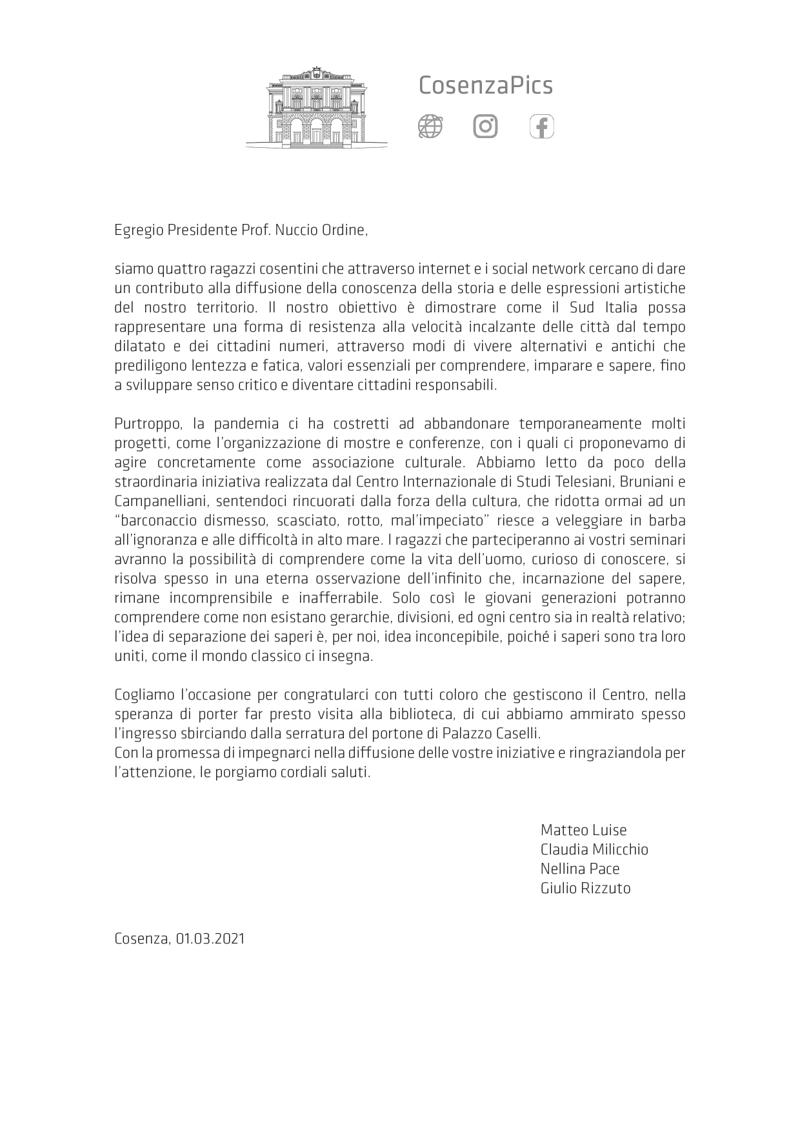 Ciclo di incontri culturali: “I saperi e la vita”, Università della Calabria Ciclo di incontri culturali: “I saperi e la vita”, Università della Calabria