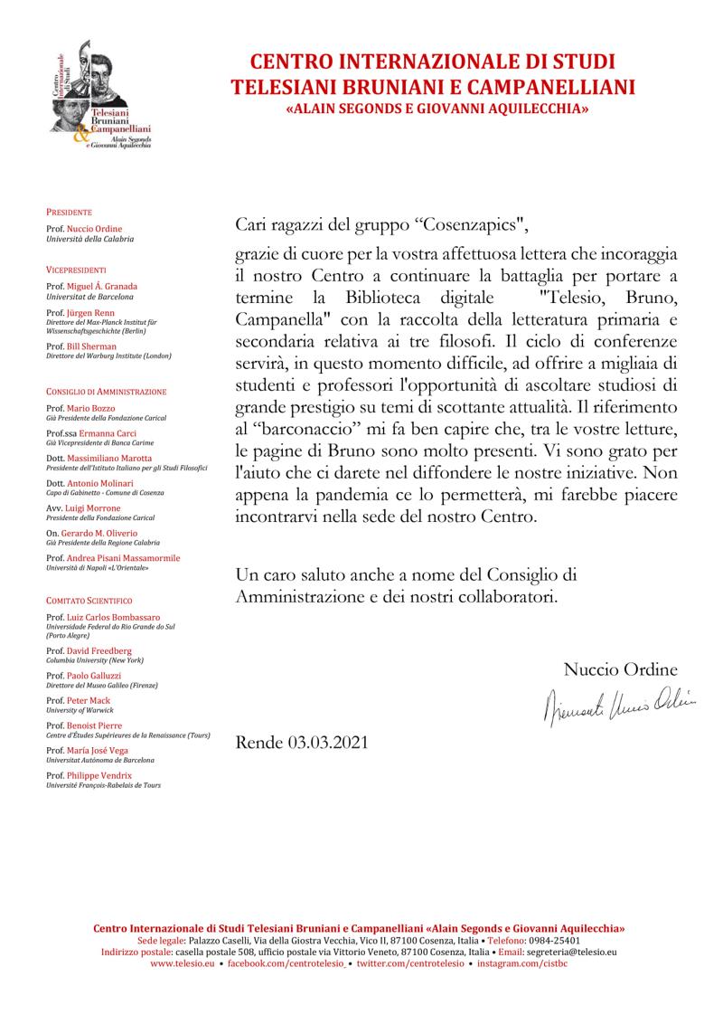 Ciclo di incontri culturali: “I saperi e la vita”, Università della Calabria Ciclo di incontri culturali: “I saperi e la vita”, Università della Calabria