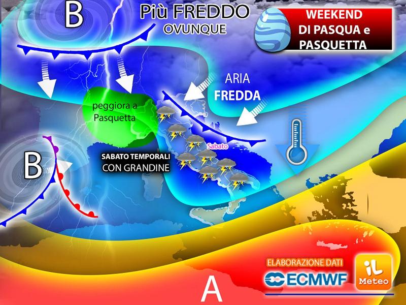Meteo weekend Pasqua e Pasquetta, arrivano grandine e neve: cambia tutto Meteo weekend Pasqua e Pasquetta, arrivano grandine e neve: cambia tutto