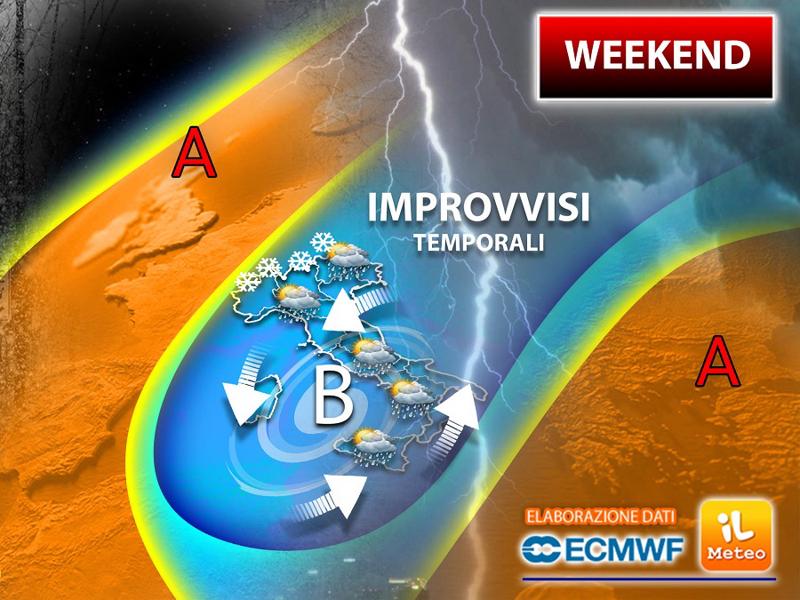 Previsioni meteo: weekend di temporali e freddo al Sud, torna la neve al Nord Previsioni meteo: weekend di temporali e freddo al Sud, torna la neve al Nord