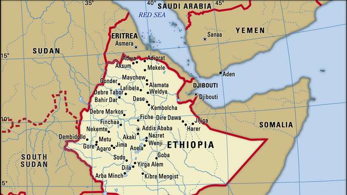 Ethiopia map boundaries cities locator Ethiopia map boundaries cities locator