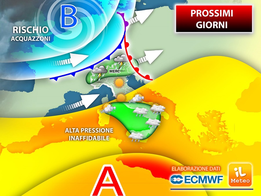 Meteo, alta pressione inaffidabile: ancora rischio acquazzoni e temporali Meteo, alta pressione inaffidabile: ancora rischio acquazzoni e temporali