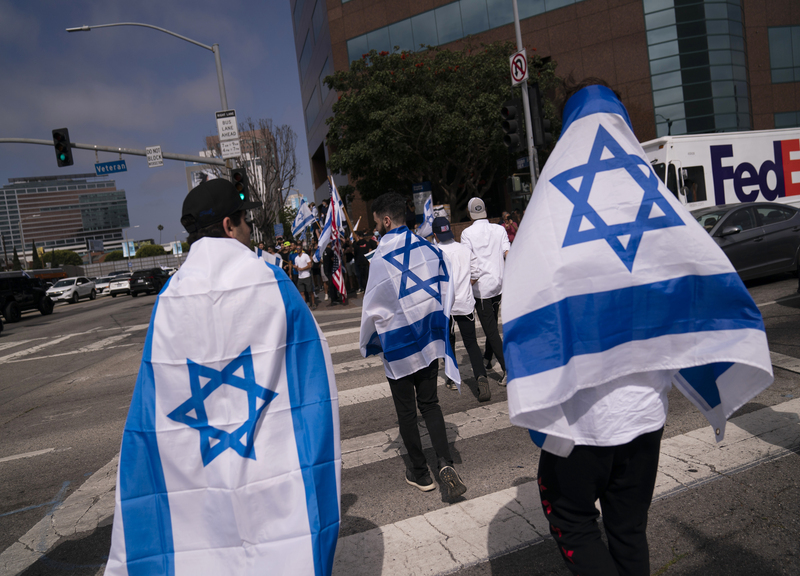 Manifestazioni a sostegno di Israele nel conflitto con Palestina a Los Angelse Manifestazioni a sostegno di Israele nel conflitto con Palestina a Los Angelse