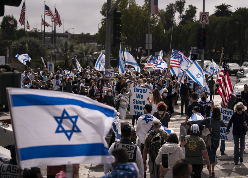 Manifestazioni a sostegno di Israele nel conflitto con Palestina a Los Angelse Manifestazioni a sostegno di Israele nel conflitto con Palestina a Los Angelse