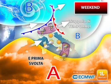 Meteo, non c’è pace nel weekend: piogge e temporali in agguato
