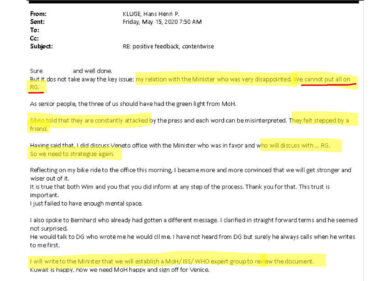 Parla Ranieri Guerra: “Così Kluge e Zambon mi tagliavano fuori dalle scelte”