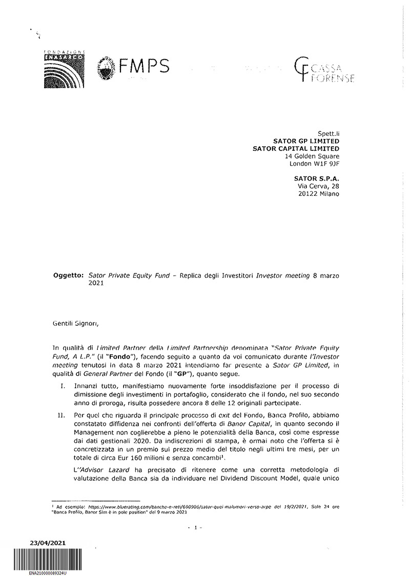 Sator, i quotisti marcano stretto Arpe: “Stop ai ritardi sui report ufficiali” Sator, i quotisti marcano stretto Arpe: “Stop ai ritardi sui report ufficiali”
