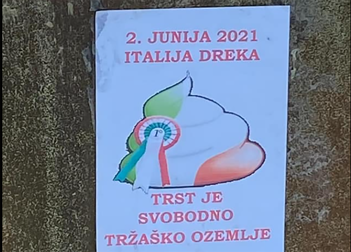 “2 giugno 2021 Italia merda”: manifesti anti-italiani a Basovizza (Trieste) “2 giugno 2021 Italia merda”: manifesti anti-italiani a Basovizza (Trieste)