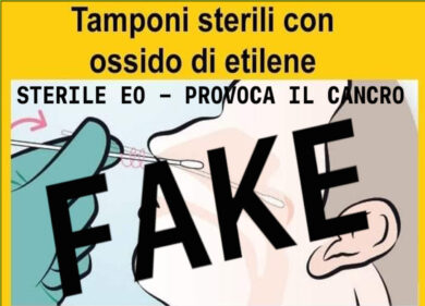 L’ossido di etilene non è nei tamponi antiCovid: nessun pericolo