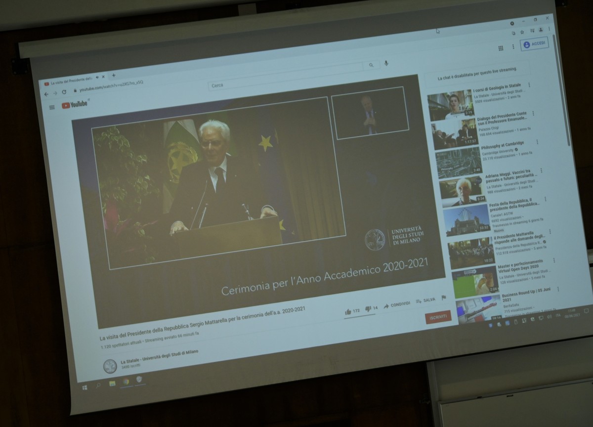 Sergio Mattarella: all’Università Statale di Milano per l’anno accademico 2020-2021. Sergio Mattarella: all’Università Statale di Milano per l’anno accademico 2020-2021.