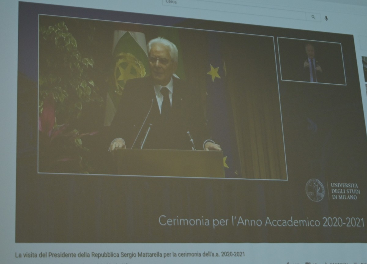 Sergio Mattarella: all’Università Statale di Milano per l’anno accademico 2020-2021. Sergio Mattarella: all’Università Statale di Milano per l’anno accademico 2020-2021.