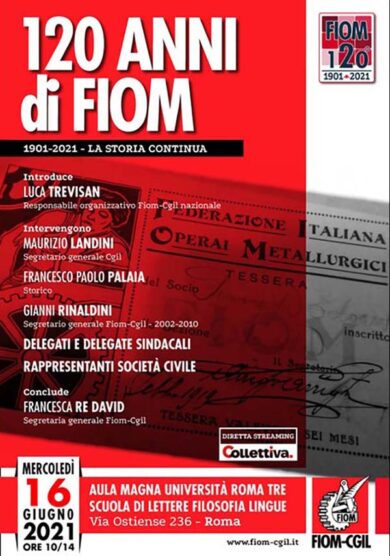 Metalmeccanici, al via le celebrazioni dei 120 anni della Fiom. La diretta