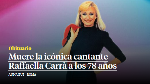 Raffaella Carrà unisce Italia e Spagna, rivali negli Europei di calcio Raffaella Carrà unisce Italia e Spagna, rivali negli Europei di calcio