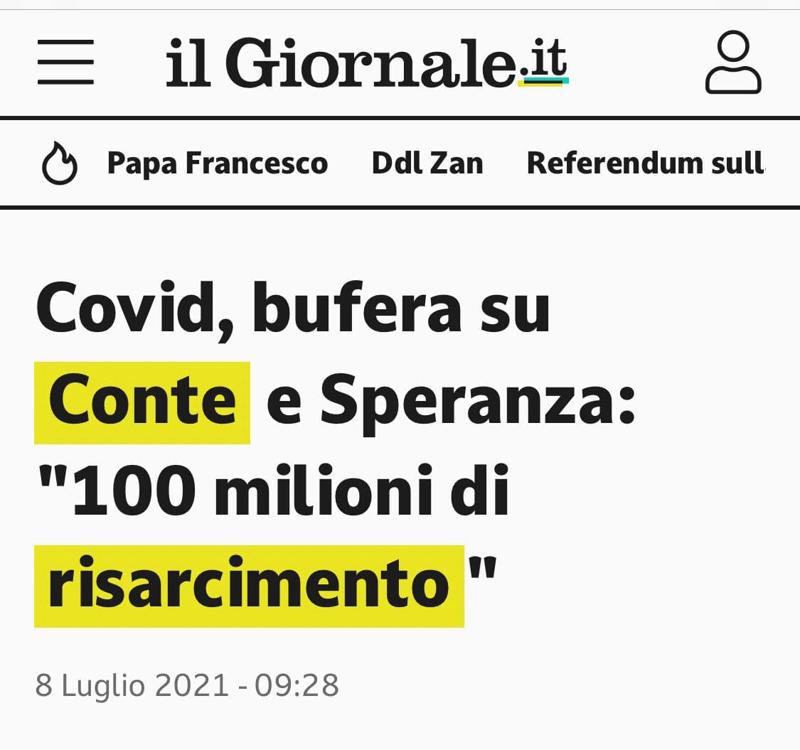 Bufera su Conte e Speranza chiesto risarcimento – Il tg VERO GIORNALE Bufera su Conte e Speranza chiesto risarcimento – Il tg VERO GIORNALE