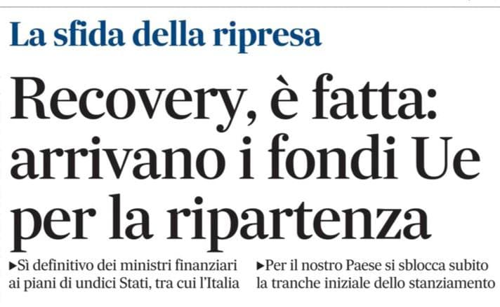 RECOVERY: fondi UE per la ripartenza – Il tg VERO GIORNALE RECOVERY: fondi UE per la ripartenza – Il tg VERO GIORNALE