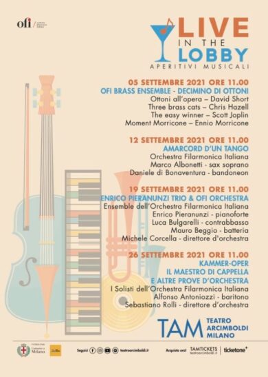 Teatro Arcimboldi, aperitivi musicali con Live in the Lobby: dal 5 settembre
