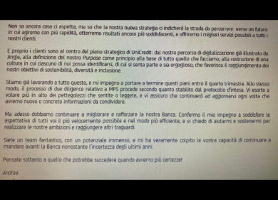 Mps, Orcel scrive ai suoi: “Volate più alto dei pettegolezzi che leggete”