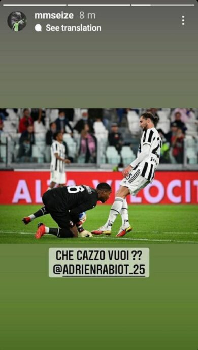 Juve-Milan, Maignan contro Rabiot su Instagram: “Che c***o vuoi?”