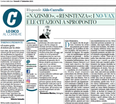 Cortei NoVax Cazzullo sul Corriere:spera nel pestaggio della polizia a cavallo