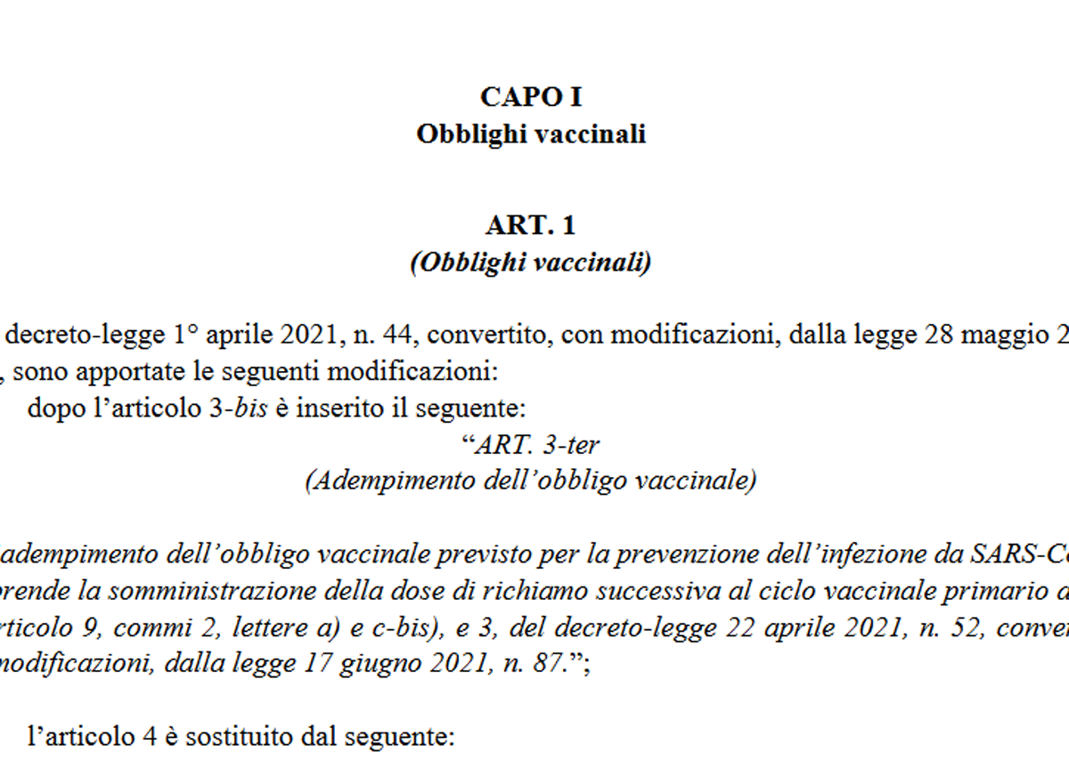 Galleria foto 'Super Green Pass, il testo del decreto approvato dal Cdm. Esclusivo' - foto 1