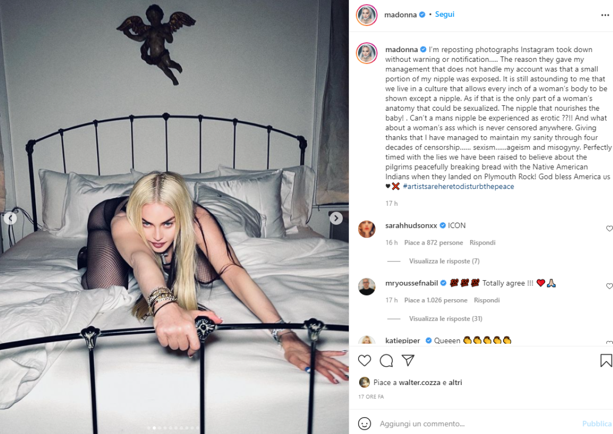 Madonna, Instagram la censura ma i fan non la difendono: anzi la insultano Madonna, Instagram la censura ma i fan non la difendono: anzi la insultano