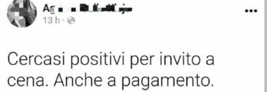 No Vax, il folle post: “Cerco positivi per invito a cena, anche a pagamento”