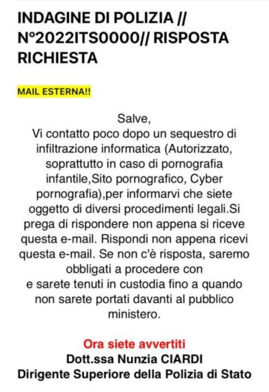 Truffe online, “sei indagato, rispondi a questa mail”