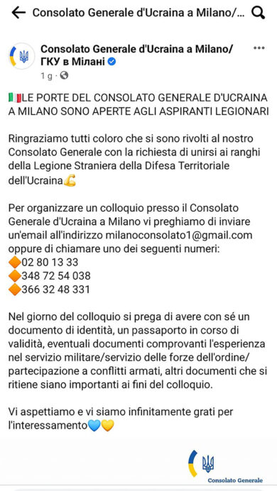 Guerra con la Russia: l’Ucraina recluta soldati volontari anche a Milano
