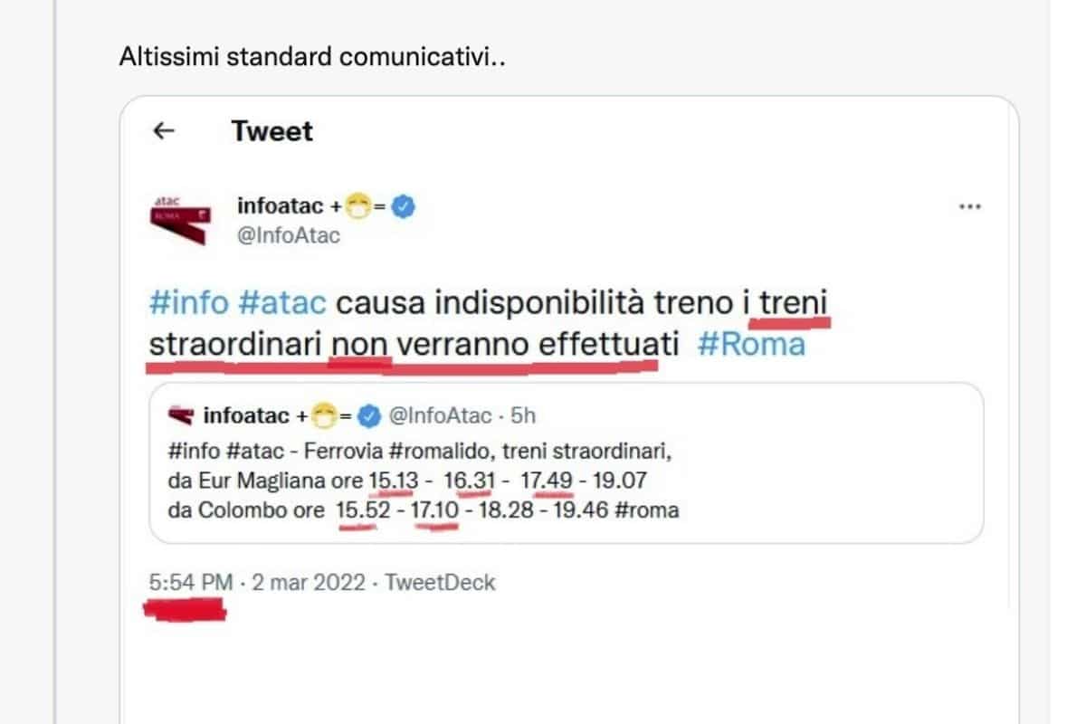 Caos metro: “Il treno delle 15 sarà cancellato”, ma Atac lo annuncia alle 17 Caos metro: “Il treno delle 15 sarà cancellato”, ma Atac lo annuncia alle 17