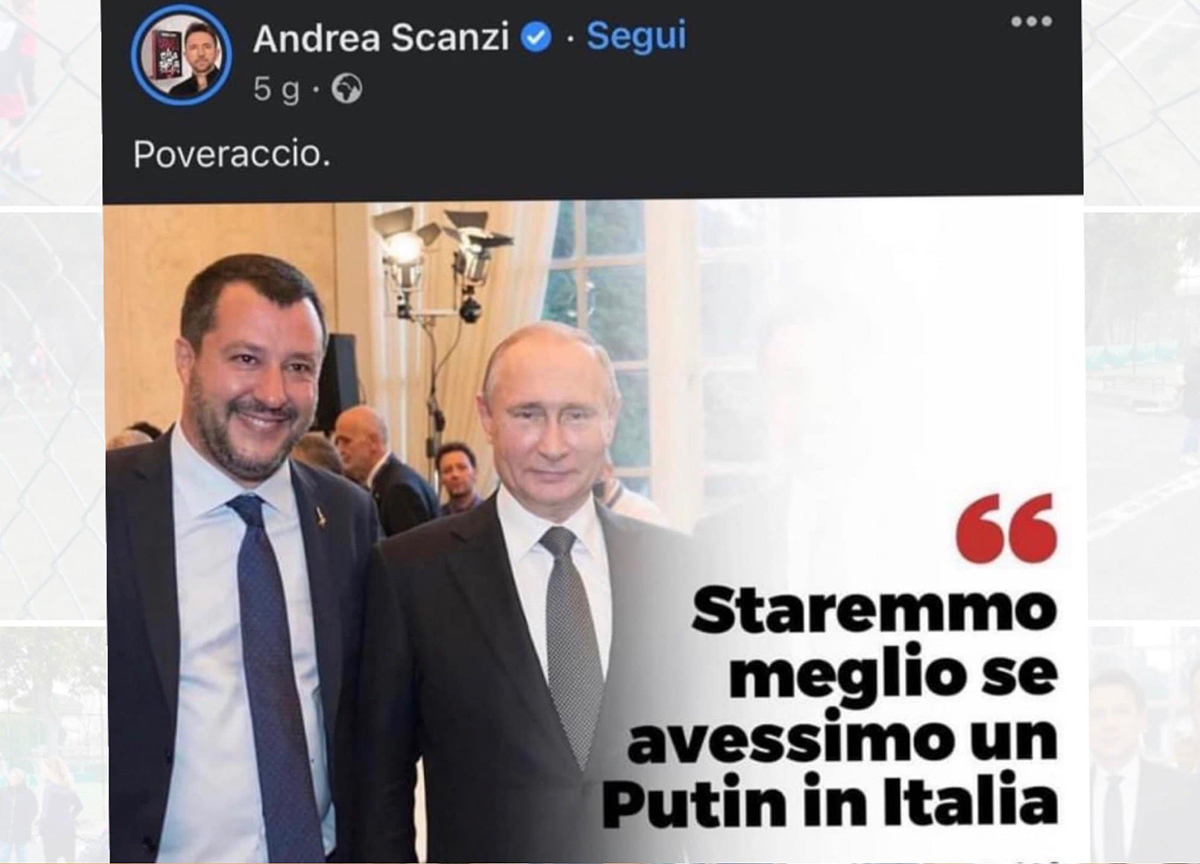 Scanzi attacca Salvini per la foto con Putin ma taglia Conte e Di Maio. Bufera Scanzi attacca Salvini per la foto con Putin ma taglia Conte e Di Maio. Bufera