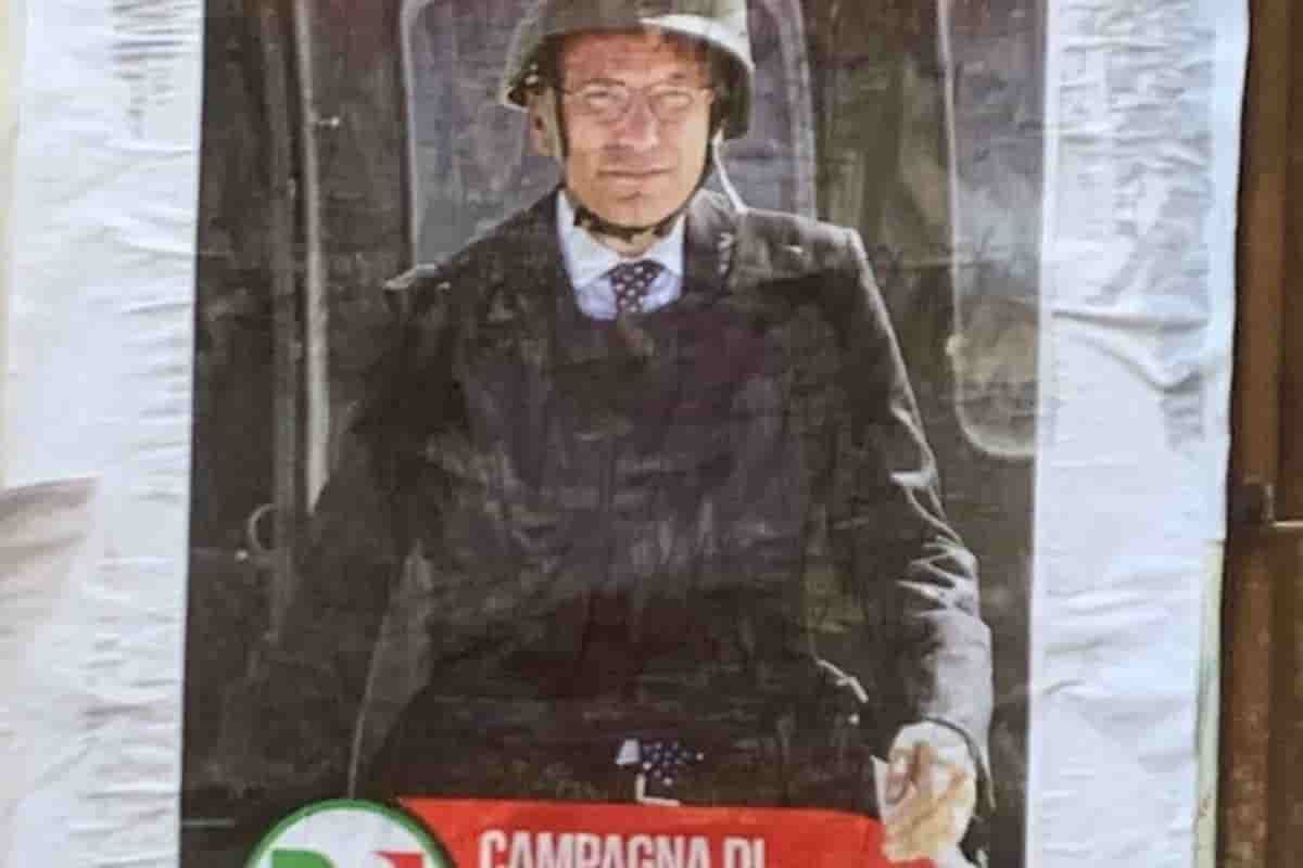 Ucraina, a Roma Letta paragonato a Mussolini. I manifesti fake deridono il Pd